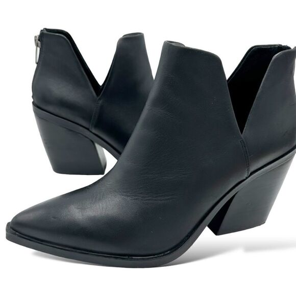 Vince Camuto Womens Gigietta Ankle Boots Booties Black Leather Cutout Zip 9.5 M - Picture 3 of 14